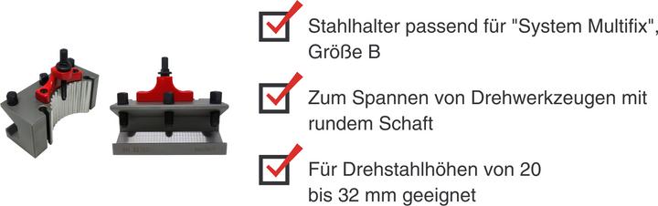 Produktbild Paulimot Stahlhalter mit Prisma passend für "System Multifix", Grösse B