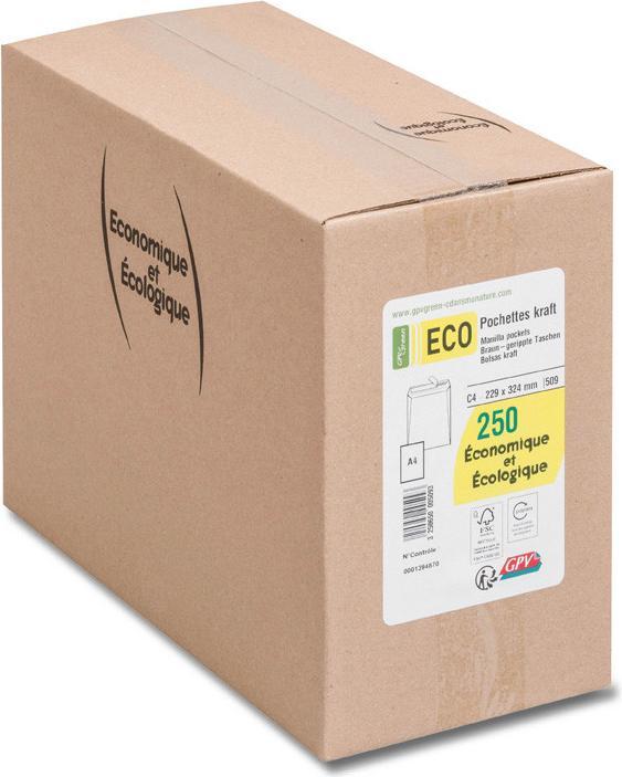 Actual product image GPV Green ECO envelopes, C4, 229 x 324 mm, brown (250 x)