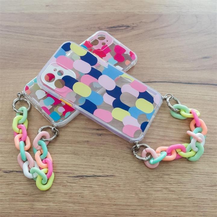 Immagine prodotto Hurtel Custodia a catena colorata cover elastica flessibile in gel con ciondolo a catena per iPhone XS /