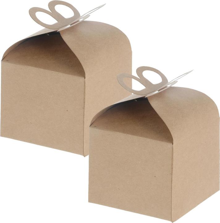Actual product image Natura Punto Set of 2 foldable gift box paper with lid, natural, 9.5 x 9.5 x 8 cm (Gift box, 2 x)