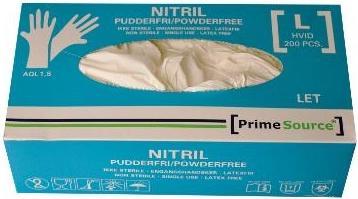 Actual product image Prime Source Disposable gloves LET size L without powder Nitrile AQL 1.5 White, 200 pcs/pack (L)