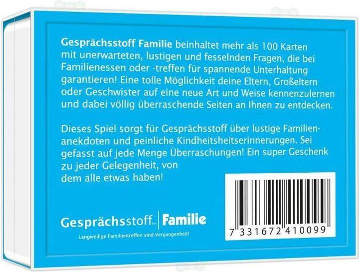 Produktbild Gesprächsstoff Familie, d ab 16 Jahren, ab 2 Spieler, über 100 fesselnde Fragen (Deutsch)