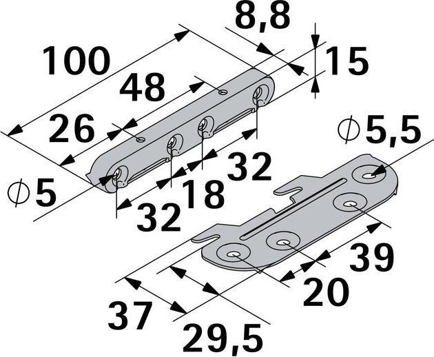 Produktbild Hettich Bettbeschlag, verzinkt, 4 Stck (Verbindungsbeschlag, 4 Stk.)