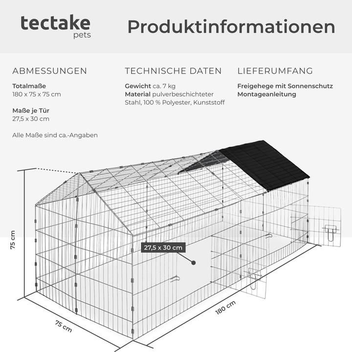 Image du produit tectake Enceinte extérieure pour lapins avec protection solaire