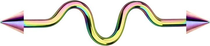 Star Piercing Barbell farbig zig zag mit zwei Cones (ohne Messing, Chirurgenstahl 316L)