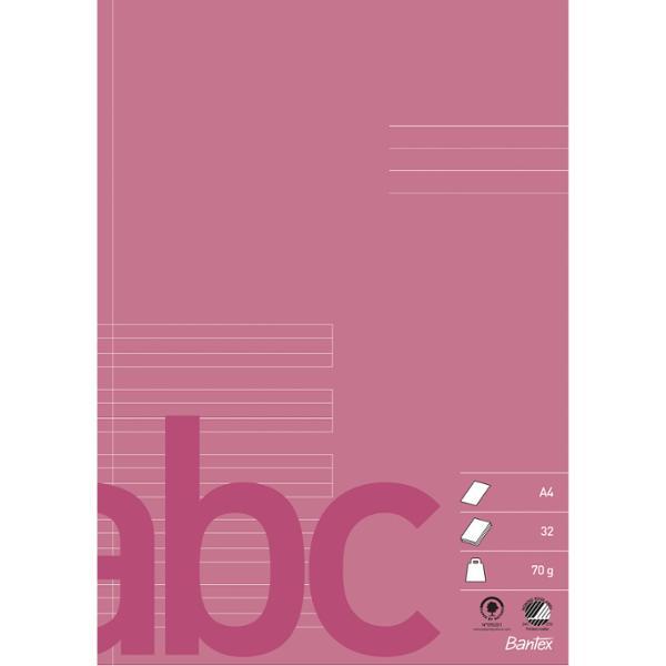 Bantex EXERCISE BOOK A4 32S 70G ½BLANK ½HOUSE, RUBY RED