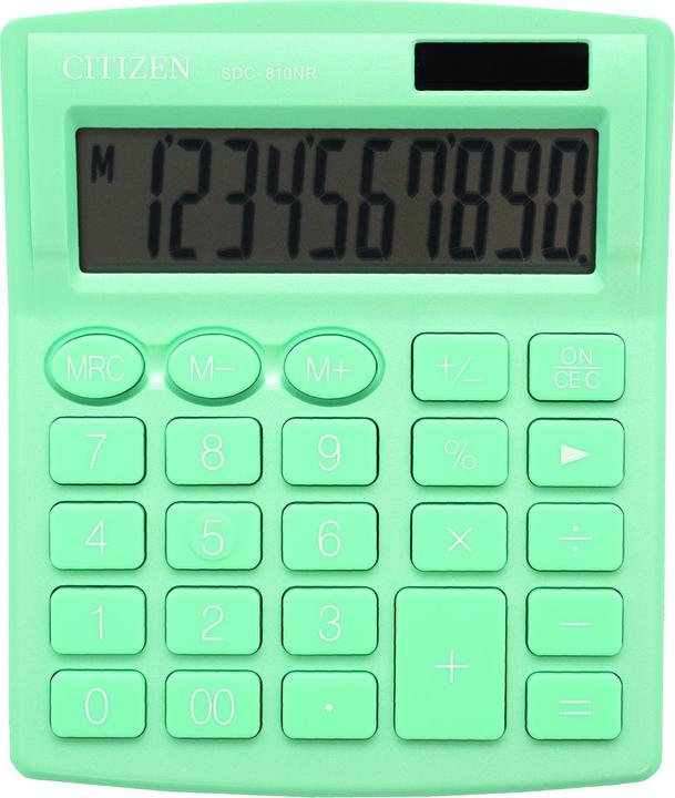 Produktbild Citizen calculator calculator SDC810NRGNE, turquoise, desktop, 10 seats, dual power supply (Solarzellen, Batterien)