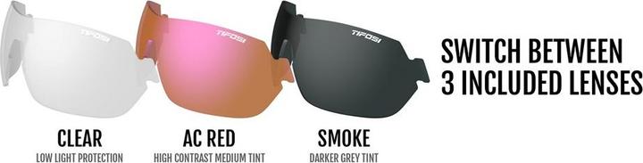 Actual product image MGA Tifosi Slice Slice Black White lenses (3 lenses 15.4% smoke, 41.4% AC red, 95.6% clear) (Black/White, Fumes, Red, Lucid)