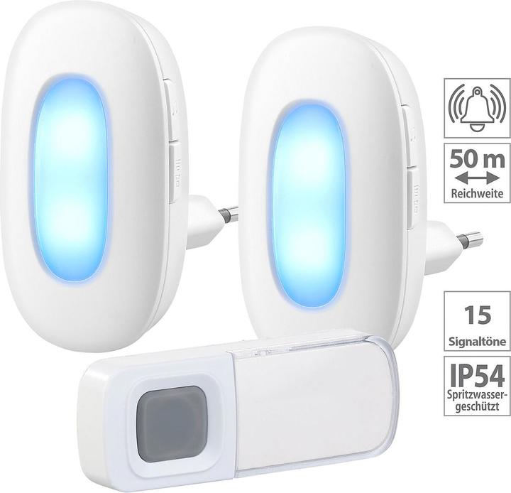 Produktbild CasaControl Steckdosen-Funk-Klingel mit optischem Signal & zweitem Empfänger, IP54 (Funk)