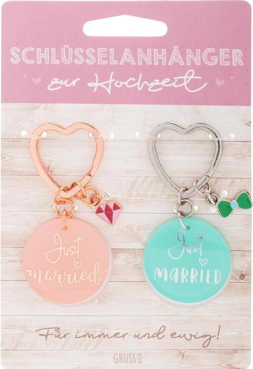 Immagine prodotto Sheepworld Portachiavi Just Married Rosa/Blu, 2 pezzi