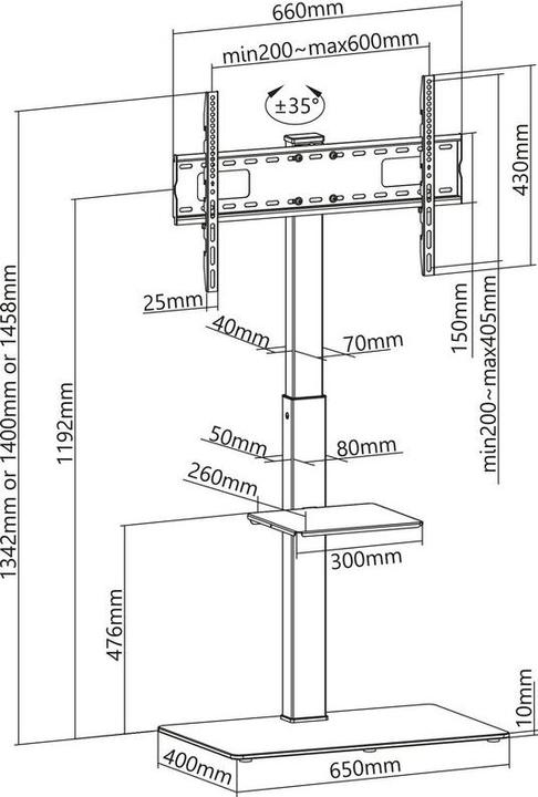 Produktbild Xantron TV Ständer universal (Universal, 70", 40 kg)