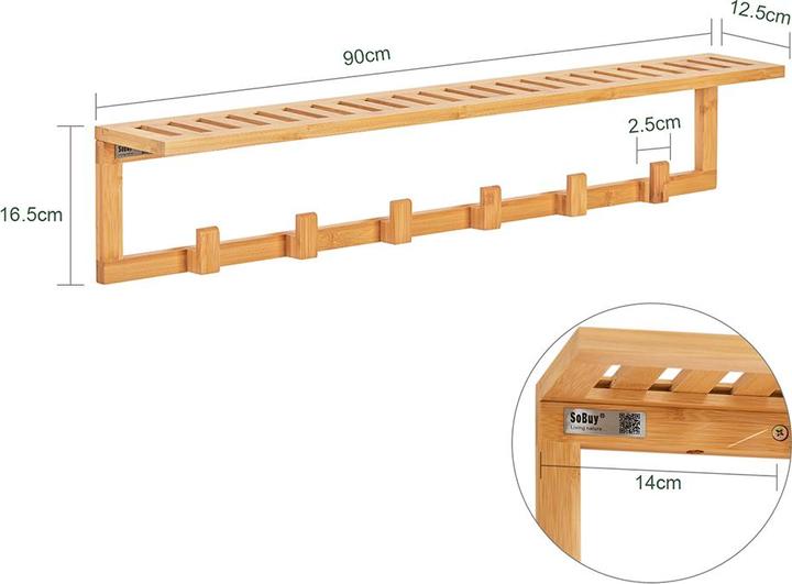 SoBuy Wandgarderobe mit 6 Kleiderhaken