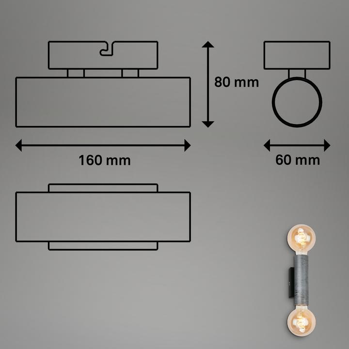Immagine prodotto Briloner Lampada da parete, argento antico/nero, 2xE27/max.10W (E27)