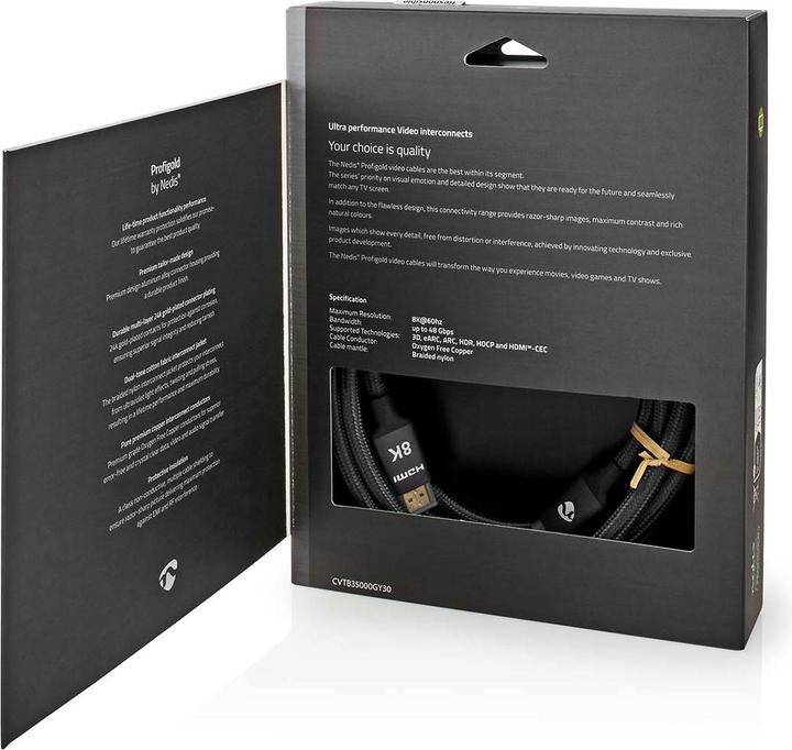 Immagine prodotto Nedis Cavo HDMI ™ ad altissima velocità | HDMI™ maschio | HDMI™ maschio | 8K@60Hz | 48 Gbps | 3,00 m (3 m, HDMI)