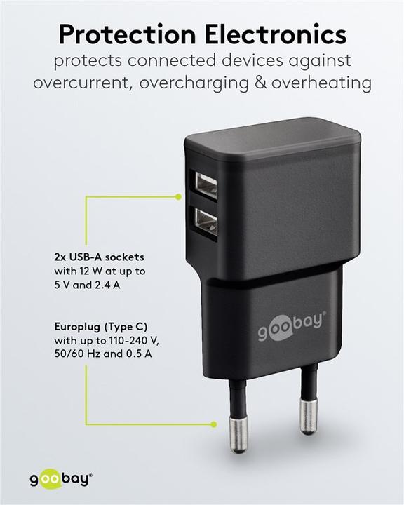 Image du produit Goobay Double chargeur USB A (12 W)