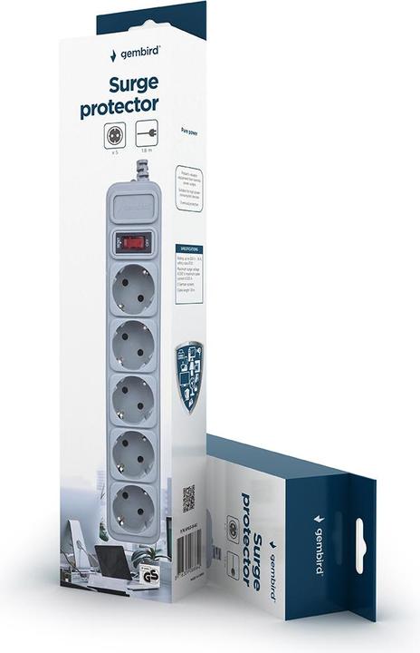Productafbeelding Gembird SPG3-B-6C vermogensuitbreiding 5 stopcontact(en) (5 x, 1.80 m)