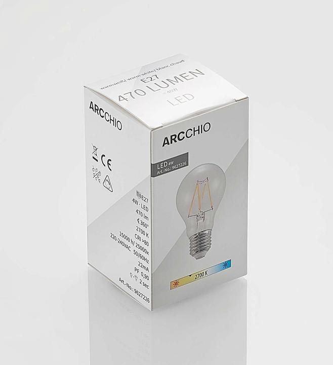 Produktbild Arcchio LED-Lampe E27 4W 2.700K Filament, dimmbar, klar (E27, 4 W, 470 lm, 1 x, E)