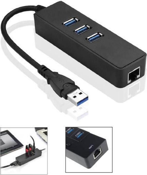 MicroConnect HUB USB3.0 avec. Gigabit Ethernet (USB-A, 4 Ports)