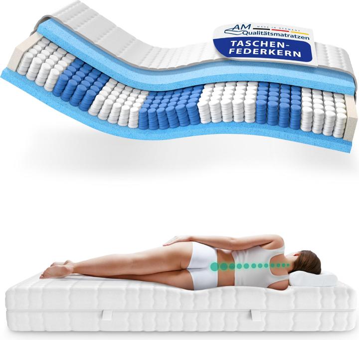 Produktbild AM Qualitätsmatratzen Premium 7-Zonen Taschenfederkern (190 x 200 cm, Federkern)