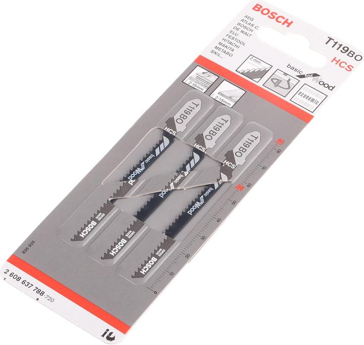Image du produit Bosch Professional Zubehör Lame de scie sauteuse T 119 BO Basic for Wood, pack de 3
