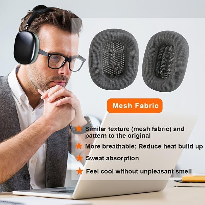 Image du produit PhoneLook Coussinets rechange tissu mesh ultra-doux mousse mémoire aimant renforcé (set de 2 pièces) (AirPods Max)