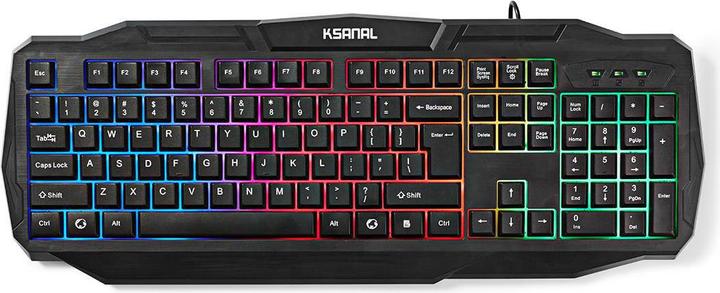Image du produit Nedis Wired Gaming Keyboard Clavier de jeu avec câble USB 2.0 Clavier américain Schwa (ING. Int., Filaire)