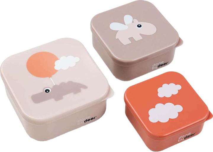 Done by Deer Snackbox-Set 3-er Pack Happy clouds Rosa