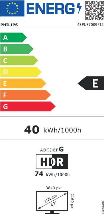 Energy Label Philips 43PUS7009/12 (43", PUS7009, LED, 4K, 2024)