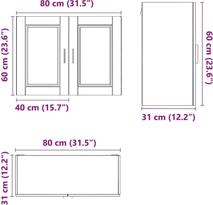 Immagine prodotto VidaXL Parete attrezzata per cucina Porto in legno bianco lucido (80 x 31 x 60 cm)