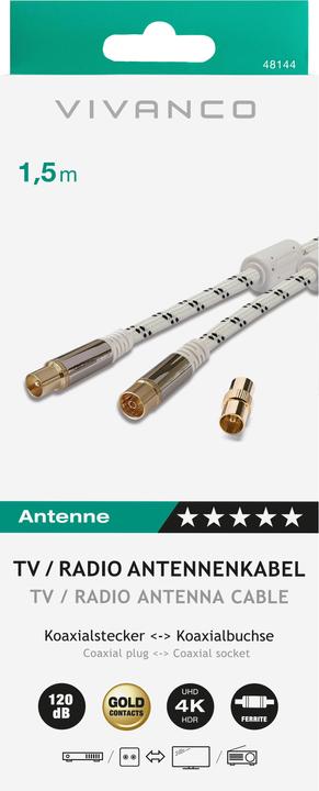 Immagine prodotto Vivanco Spina coassiale Accoppiamento coassiale (120 dB, Cavi antenna)