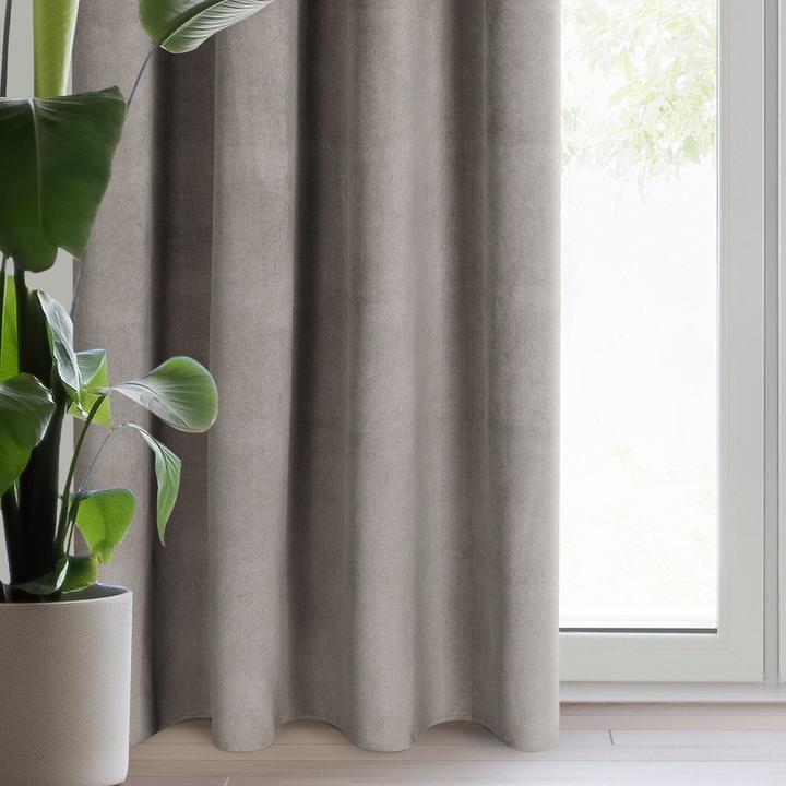 Actual product image Eurofirany Velvet curtain MILO with fine textured pattern, weight 200 g/m2, ash colour, 140 x 300 cm, (140 x 300 cm)