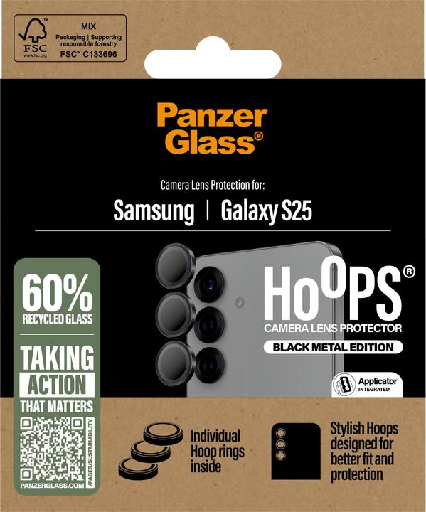 Actual product image PanzerGlass ® Hoops® black camera protection (1 Piece, Samsung Galaxy S25)