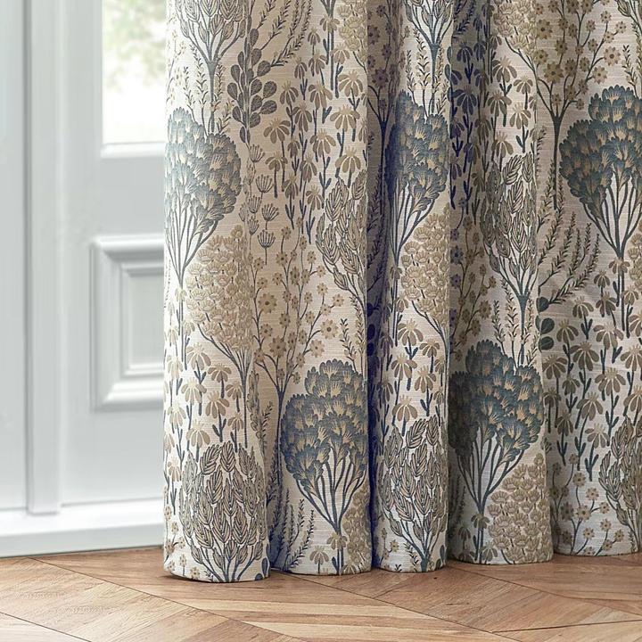 Actual product image Wylder Ophelia Jacquard Floral Pencil Pleat Curtains (117 x 137 cm)