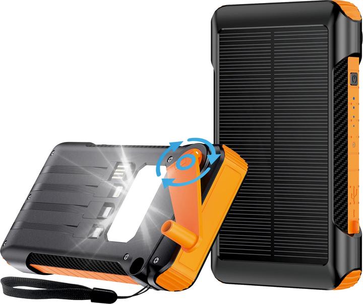 Actual product image 2GO Emergency power bank 10000mAh solar & hand crank recharge. (10000 mAh, 12 Wh)
