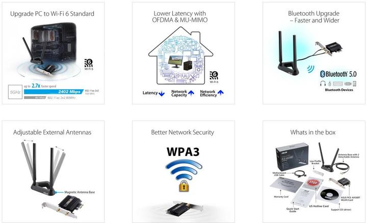 Produktbild ASUS PCE-AX58BT AX3000 WiFi 6 Adapter (Mini PCI Express)