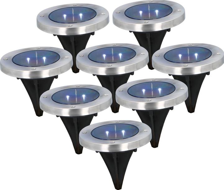 Produktbild Grundig 8er-Set Solar Bodenleuchte aus Edelstahl, mit Erdspiess, Ã˜ 12 x 12 cm