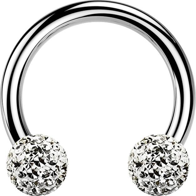 Produktbild Star Piercing Circular Barbell silber mit zwei Kristall Kugeln silber Epoxy Schutzschicht (ohne MessingTitan G23, Titan G23ohne Messing)