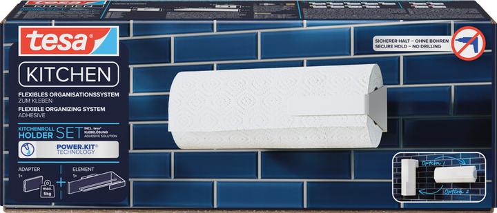 Productafbeelding tesa Keukenrolhouder, zelfklevende rolhouder, met adapter, installatie zonder boren