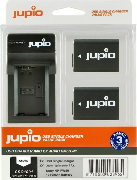 Produktbild Jupio Ladegerät für Sony NP-FW50 + 2x Akkus (Set)