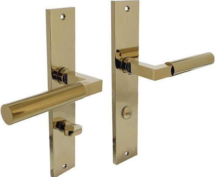 Intersteel Langschildschildgarnitur Baustil Aluminium F3 Messing WC 72 mm DIN links / rechts (Türgarnitur)