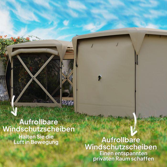 Produktbild Swisshandel24 Faltpavillon sechseckig ca. 3,5x3m mit abnehmbaren Dach Wasserdicht, Khaki (345 cm, 300 cm)