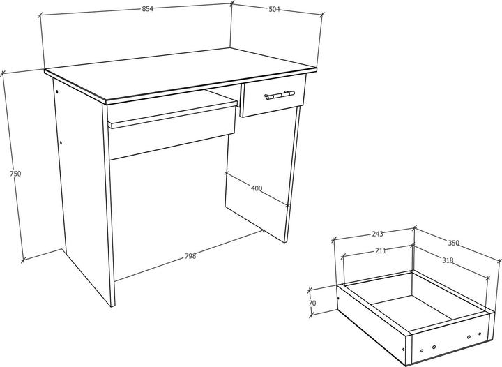 Image du produit VCM Bureau en bois Table d'ordinateur Tiroir de clavier Table de bureau Arusa L (85 x 50 x 75 cm)