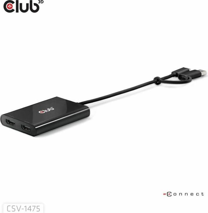 Produktbild Club 3D Club3D Adapter USB-C (USB A Adapter) > 2x HDMI 4K@60Hz St/Bu retail (USB Typ-C, 9 cm)