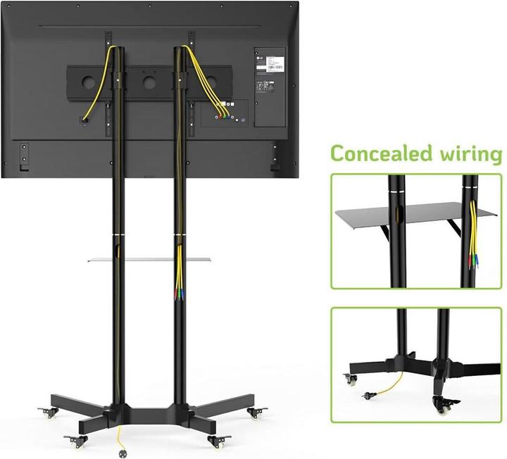 Image du produit Techly ICA-TR6 Chariot TV 76,2 cm (30") 165,1 cm (65") Inclinable (65", 60 kg)