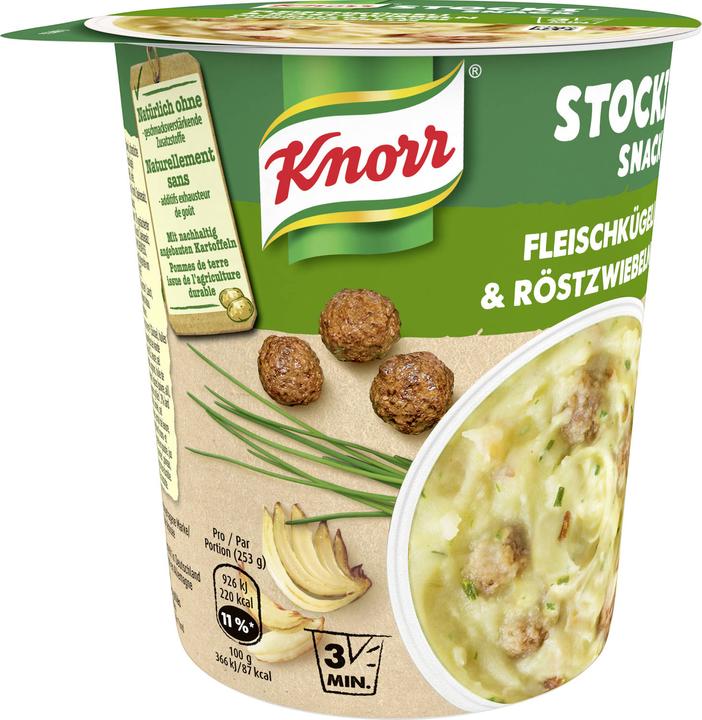 Produktbild Knorr Stocki Snack mit Fleischkügeli, Röstzwiebeln und Schweizer Kartoffeln (53 g)