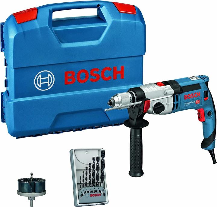 Immagine prodotto Bosch Professional Trapano a percussione GSB 24-2, con set di punte per legno da 7 pezzi, set di seghe a tazza (Corrente elettrica)