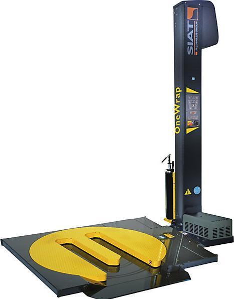 Actual product image kaiserkraft OneWrap-L pallet wrapper, open turntable, film carriage with 240% powered