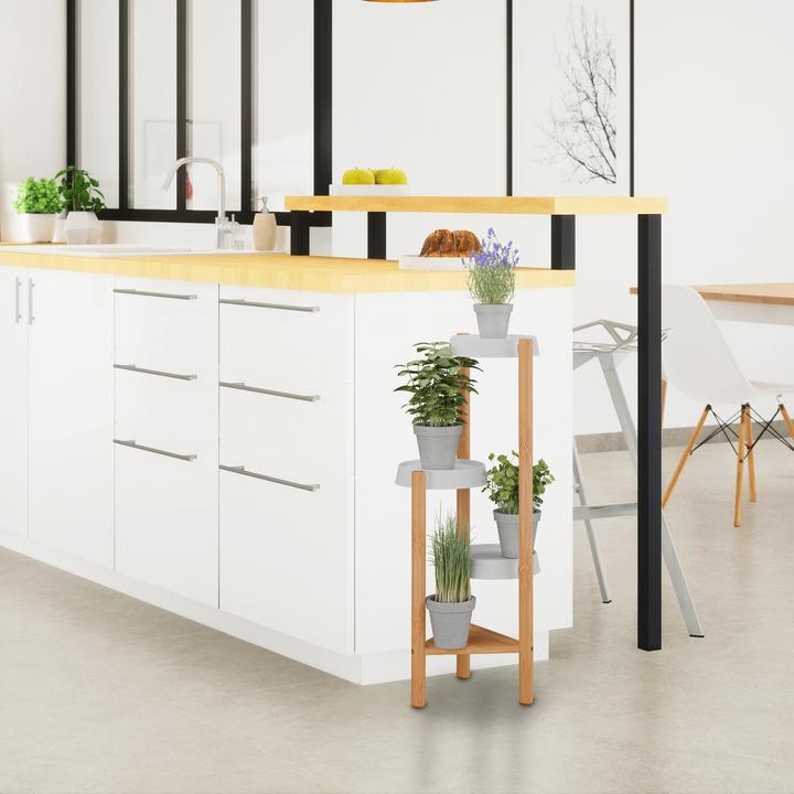 Produktbild Relaxdays Pflanzenständer Bambus & Kunststoff
