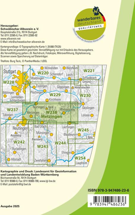 Produktbild W238 Metzingen - Neuffen, Teck, Wiesensteig