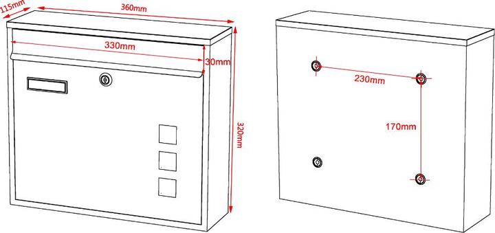 Actual product image Wiltec Design Mailbox V12 Letterbox Postbox Pillar Letter Mail Post Box